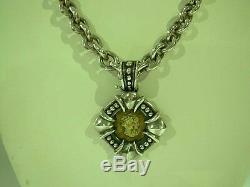 Rare Signed Esti /frederica Sterling Silver 18k Yellow Gold Coin Toggle Necklace