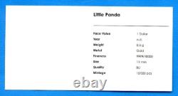 Republic of Palau Little Panda. 9999 Fine Gold $1 Coin in Capsule with COA