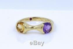 Roberto Coin 18k Solid Yellow Gold Peridot Amethyst Ring 4.5 Grams