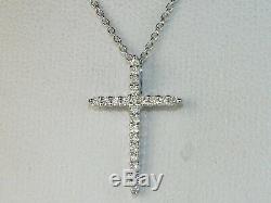 Roberto Coin 18k White Gold Diamond. 11 tcw Cross Pendant Fine Necklace-16-18