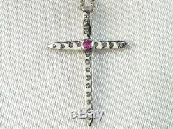 Roberto Coin 18k White Gold Diamond. 11 tcw Cross Pendant Fine Necklace-16-18