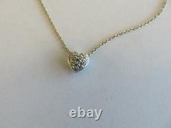 Roberto Coin 18k White Gold Pave Diamond Heart Necklace 19 Adjustable Vs1 F