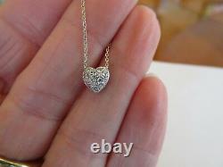 Roberto Coin 18k White Gold Pave Diamond Heart Necklace 19 Adjustable Vs1 F