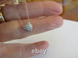 Roberto Coin 18k White Gold Pave Diamond Heart Necklace 19 Adjustable Vs1 F