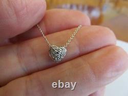 Roberto Coin 18k White Gold Pave Diamond Heart Necklace 19 Adjustable Vs1 F