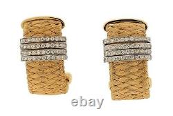 Roberto Coin Diamond 18K Two Tone Gold and Diamond Silk Weave Earrings