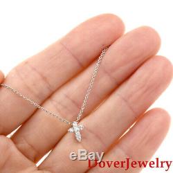 Roberto Coin Diamond Ruby 18K White Gold Small Cross Pendant Chain Necklace NR