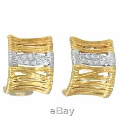 Roberto Coin Elephant Skin Collection Diamond Snap Earrings 18k Yellow Gold Wide