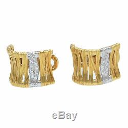 Roberto Coin Elephant Skin Collection Diamond Snap Earrings 18k Yellow Gold Wide