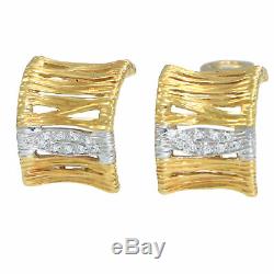 Roberto Coin Elephant Skin Collection Diamond Snap Earrings 18k Yellow Gold Wide