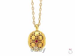 Roberto Coin Granada Diamond and Ruby Locket Pendant with Chain, 18k Yellow Gold