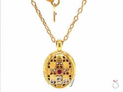 Roberto Coin Granada Diamond and Ruby Locket Pendant with Chain, 18k Yellow Gold