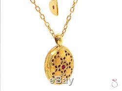 Roberto Coin Granada Diamond and Ruby Locket Pendant with Chain, 18k Yellow Gold