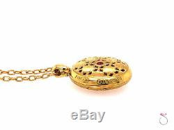 Roberto Coin Granada Diamond and Ruby Locket Pendant with Chain, 18k Yellow Gold