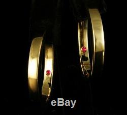 Roberto Coin Ruby Signed Solid 18k Yellow Gold Iconic O Thick Hoop Earrings
