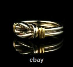 Roberto Coin Signed Vintage Fine Two Tone Solid 18k Gold Love Knot Band Ring