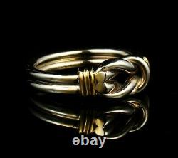 Roberto Coin Signed Vintage Fine Two Tone Solid 18k Gold Love Knot Band Ring