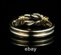 Roberto Coin Signed Vintage Fine Two Tone Solid 18k Gold Love Knot Band Ring