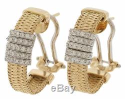 Roberto Coin Silk Weave Earrings 18K Gold and Diamonds