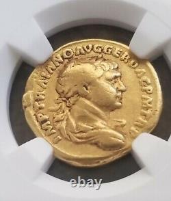 Roman Empire TRAJAN Gold Aureus NGC Fine 5/5 Ancient Coin