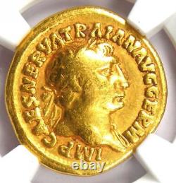 Roman Trajan AV Aureus Gold Coin 98-117 AD Certified NGC Fine 5/5 Strike