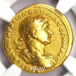 Roman Trajan AV Aureus Gold Coin 98-117 AD NGC Choice Fine Sol Reverse