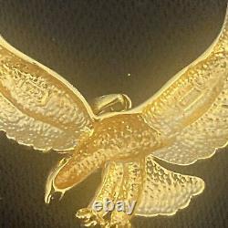 Round Cut Lab-Created Diamond Eagle Charm Pendant 925 Sterling 14k Gold Plated