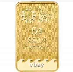 Royal Mint Britannia 5g 24k Gold Bullion Bar 999.9 Fine Gold Sigma Tested