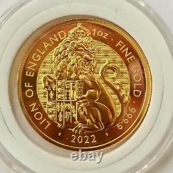 Royal Tudor Beast Lion Of England 2022 1 Oz 999.9 Pure Fine 24k Solid Gold Coin