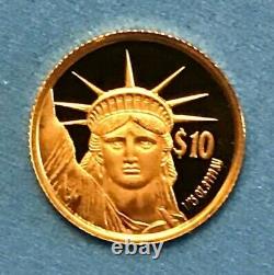 STATUE of LIBERTY Solid GOLD 1/25 oz Coin 1997 Proof 24kt 9999 fine from Niue