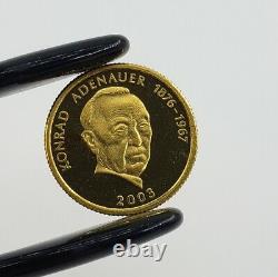 Samoa $10 2003 Konrad Adenauer Germany Gold Bullion Coin 999 Fine Pure 24K Round