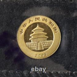 Sealed 2001 China 10 Yuan Panda 1/20 OZ. 999 Fine Gold Coin