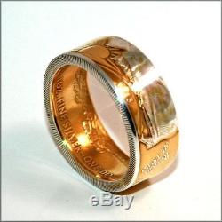 Silver Eagle. 999 Fine Silver Coin Ring HUGE Size 20.5 with24k Gold Tone 04LA