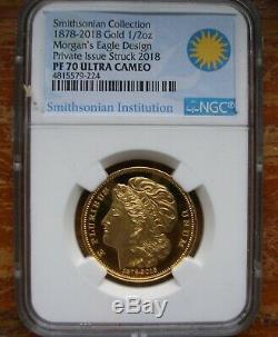 Smithsonian PROOF 1878-2018 Morgan $10 Eagle FINE gold. PF70 UC NGC 228 COA SALE