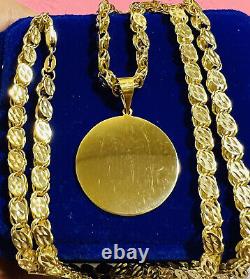 Solid 18K Fine 750 Saudi Real Gold Men Women's Coin Necklace 24 Long 5mm 21.4g