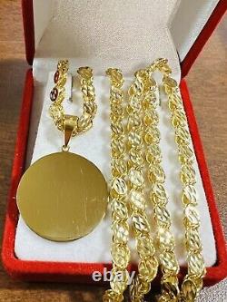 Solid 18K Fine 750 Saudi Real Gold Men Women's Coin Necklace 24 Long 5mm 21.4g