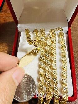 Solid 18K Fine 750 Saudi Real Gold Men Women's Coin Necklace 24 Long 5mm 21.4g