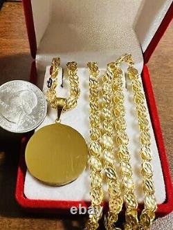 Solid 18K Fine 750 Saudi Real Gold Men Women's Coin Necklace 24 Long 5mm 21.4g