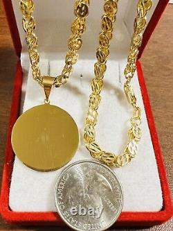 Solid 18K Fine 750 Saudi Real Gold Men Women's Coin Necklace 24 Long 5mm 21.4g