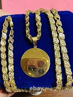 Solid 18K Fine 750 Saudi Real Gold Men Women's Coin Necklace 24 Long 5mm 21.4g