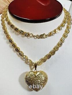 Solid 18K Fine 750 Saudi Real Gold Men Women's Heart Necklace 24 Long 5mm 19.7g