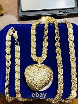 Solid 18K Fine 750 Saudi Real Gold Men Women's Heart Necklace 24 Long 5mm 19.7g