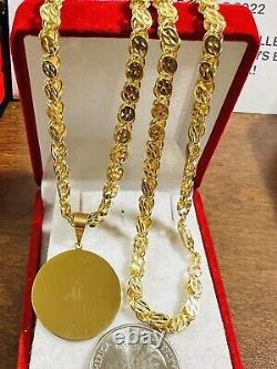Solid 18K Fine 750 Saudi Real Gold Women's Coin Set Necklace 18 Long 5mm 16.3g