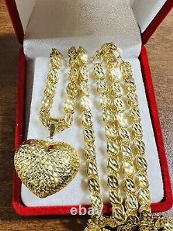 Solid 18K Fine 750 Saudi Real Gold Women's HeartLove Necklace 18 Long 5mm 14.7g