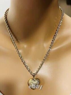Solid 18K Fine 750 Saudi Real Gold Women's HeartLove Necklace 20 Long 4mm 10.8g