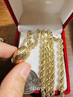 Solid 18K Fine 750 Saudi Real Gold Women's HeartLove Necklace 20 Long 4mm 10.8g