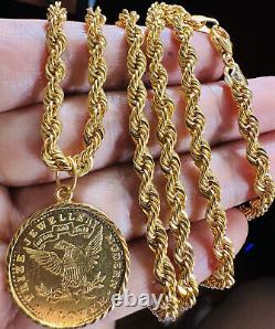 Solid 21K Gold Coin Set Necklace Fine Real Gold 875 with 27 Long 4.5mm 20.6g