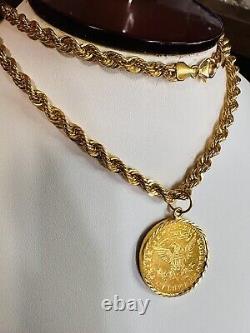 Solid 21K Gold Coin Set Necklace Fine Real Gold 875 with 27 Long 4.5mm 20.6g