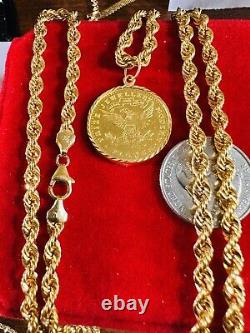 Solid 21K Gold Coin Set Necklace Fine Real Gold 875 with 27 Long 4.5mm 20.6g