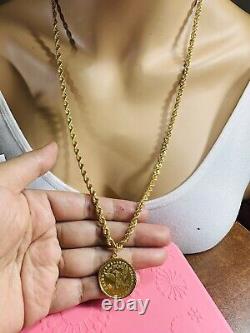 Solid 21K Gold Coin Set Necklace Fine Real Gold 875 with 27 Long 4.5mm 20.6g